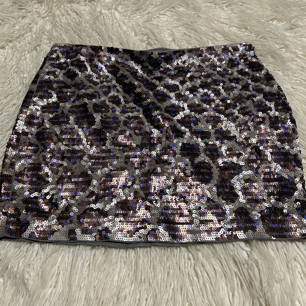 NWT Gorgeous Express Women's Size M cheetah Sequin Mini Skirt